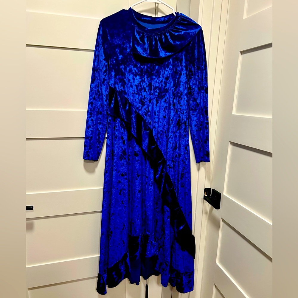 Royal Blue High Low Velvet Dress